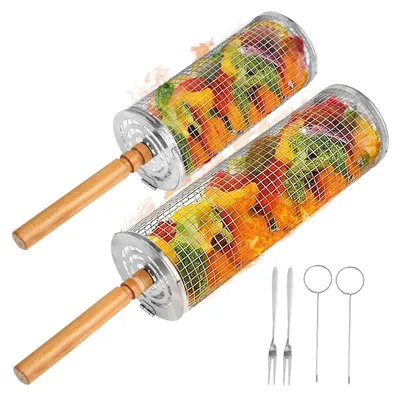 Zdjęcie produktu dla Zestaw 2 koszy do grillowania - akcesoria do grillowania na zewnątrz