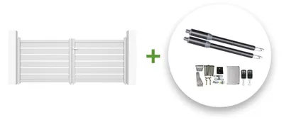 Produktbild von Flügeltor elektrisch 3m VOGEL H.120cm weiß + Drehtorantrieb RANGER B150