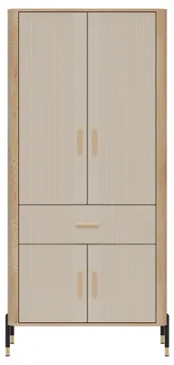 Productafbeelding van Furniture24 Garderobekast Dante Dt16, draaideurkast, 93 x 197 x 56 cm - Cremona eik/kasjmier