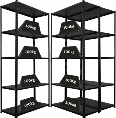 Produktbild von Mega Deal | 3x Schraubregal Haldor | HxBxT 180x90x40cm | Fachlast 100 kg | Schwarz