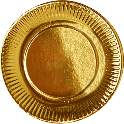 Produktbild von Papstar Teller aus Frischfaser-Pappe, gold, beschichtet, Ø 19 cm, 6 Stück