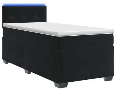 Produktbild von vidaXL Boxspringbett mit Matratze und LED Schwarz 90 x 200 cm Samt