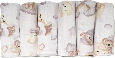 Obrázek produktu pro Ubrousky na zvratky, 70x80 cm, 6 kusů, 100% bavlna, pro miminka
