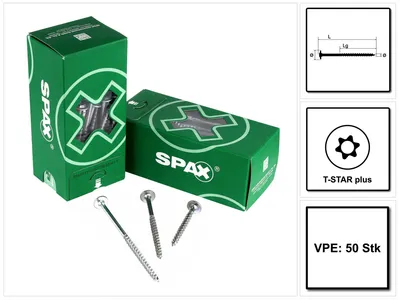 Produktbild von SPAX HI.FORCE Tellerkopfschraube 8,0 x 140 mm 50 Stk. ( 0251010801405 ) Teilgewinde Torx T-STAR plus T40 4CUT WIROX