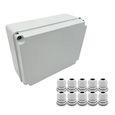 Produktbild von ARLI SET: Abzweigdose IP67 Aufputz 310 x 230 x 130 mm + 10x Kabelverschraubungen M20 x 1,5 mm