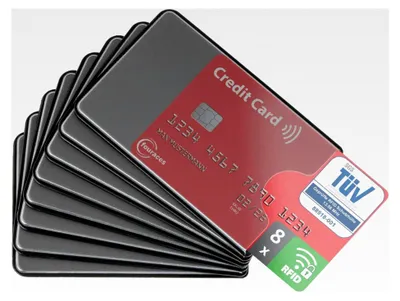 Produktbild von 8X e RFID Blocker Schutzhülle - Schutz gegen Datendiebstahl - NFC Schutzhüllen - Kartenhülle für Kredit- und EC-Karten, Hülle aus Hartplastik für Bankkarten