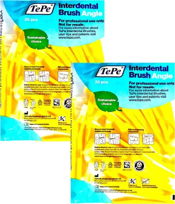 Produktbild von 2x TePe Angle Interdentalbürsten gelb 0,7 mm - Multipack 2x 25 Stück