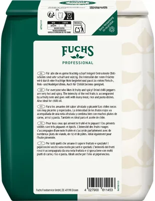 Produktbild von Fuchs Professional Chilis ganze Schoten mit freuriger Schärfe 500g