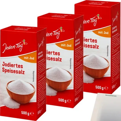 Produktbild von Jeden Tag Jodsalz 3er Pack (3x500g Packung) + usy Block