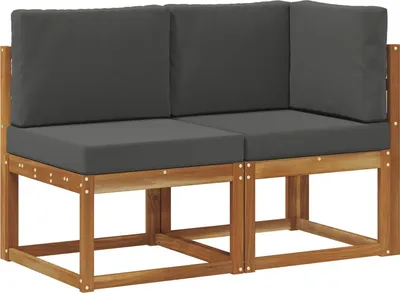 Image de vidaXL Canapé d'angle et canapé moyen d'extérieur 2 pièces Nature et Anthracite