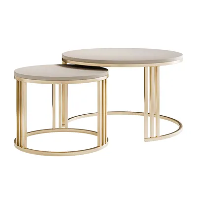 Produktbild von Runder Couchtisch 2in1 LORI MAT gebürstetes Gold, Kaschmir matt