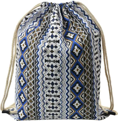 Image de Juleeze JZBG0308 Sac à dos Blanc Bleu 34x1x43 cm String Ethno Design