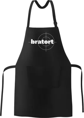 Produktbild von Bratort Grill-Schürze für Männer mit Parodie-Motiv Küchen-Schürze Moonworks® schwarz unisize