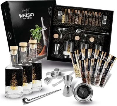 Produktbild von Whisky-Herstellungsset mit Zubehör, Geschenk zum Geburtstag eines eleganten Mannes
