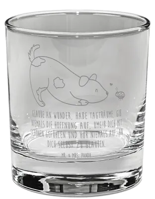 Produktbild von Mr. & Mrs. Panda Tumbler Glas Hund Marienkäfer - Transparent - Geschenk, Hunde, Gravur Whiskyglas, eiswürfelglas, Bourbon, Sprüche, Positiv, Mischlingshund, Träume