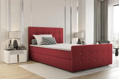 Produktbild von Boxspringbett Schlafzimmerbett MARKOS 200x220cm Stoff Soro Rot inkl. Topper
