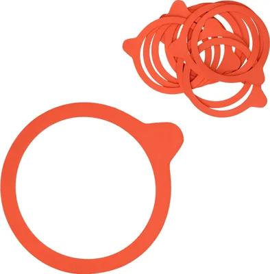Produktbild von 10er Set WECK-Einkochringe RR80 + Rezeptheft Dichtringe Natur-Kautschuk 74x86mm Rundrand rot-braun