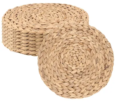 Produktbild von Set aus 8 Runden Geflochtenen Platzdeckchen - 30cm Hitzebeständig aus Wasserhyazinthe