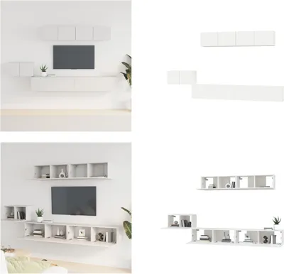 Produktbild von vidaXL 5 tlg. TV Schrank Set Weiß Holzwerkstoff - TV-Schrank-Set - TV-Schrank-Sets - TV-Schrank - TV-Ständer