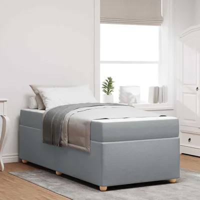 Produktbild von vidaXL Bettrahmen mit Matratze Hellgrau 100 x 200 cm Stoff