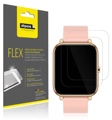 Zdjęcie produktu dla 2x folia ochronna do smartwatcha Kalinco CS201C, 100% pokrycia wyświetlacza, Dipos Flex