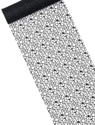 Image de Chemin de table Halloween Toile d'araignée blanc-noir 5m - taille unique