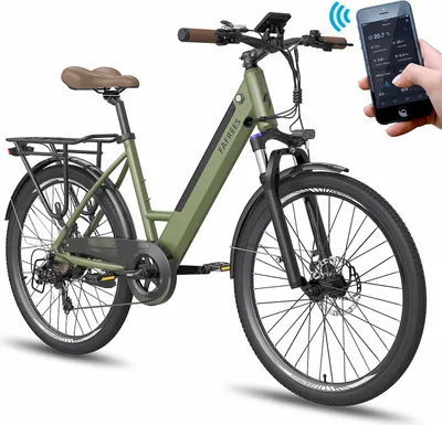 Produktbild von 26'' mestský elektrobicykel Step-Through 25 km/h 250W motor 36V 10Ah integrovaná odnímateľná batéria, 7-stupňová prevodovka Shimano tmavo zelená
