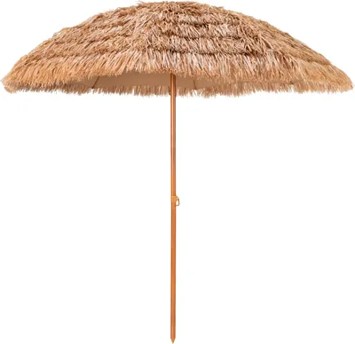 Produktbild von COSTWAY Sonnenschirm Hawaii, Ø205cm Strandschirm Stroh Kunststoff, Gartenschirm, Strohschirm, Marktschirm, Terrassenschirm