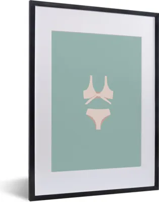 Produktbild von MuchoWow® Gerahmtes Poster Sommer - Bikini - Abstrakt 30x40 cm - Poster mit Schwarzem Bilderrahmen Wandposter Rahmen Foto Bilder - Wandposter Schlafzimmer