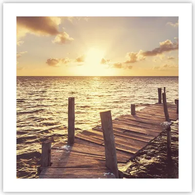 Produktbild von Poster - Poster ohne Rahmen - Brücke Sonne Ozean - 50x50 cm - Wand Bild - Wanddeko - Wandbilder - Kunstposter - Wandposter - Bilder - Kunstdruck - Wanddekoration - Wandbild - P2XAC50x50-4168