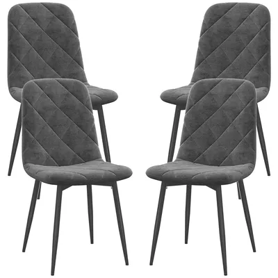 Produktbild von Polsterstühle Küchenstühle mit Rückenlehne, Esszimmerstühle 4er Set Samtoptik, Metallbeine pulverbeschichtet, Grau  |  17 kg  |  45 x 54 x 87 cm
