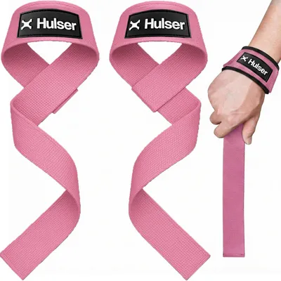 Produktbild von Hulser Zughilfen für Krafttraining und Bodybuilding (gepolstert) - Lifting straps - Wrist Wraps gepolstert - Gym Grips - Kreuzheben Fitness - Rosa