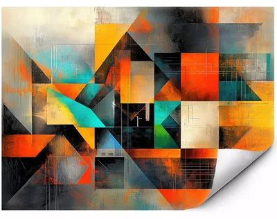 Produktbild von Fototapete Für Die Wand Moderne geometrische abstrakte LoftKunst für Wohnzimmer Schlafzimmer und Büro 300x210 cm