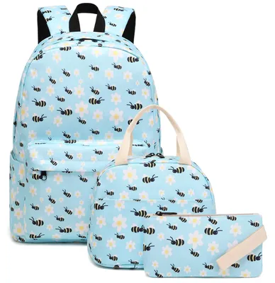 Immagine prodotto di Elzusha - Zaino scolastico 3-in-1 per bambini, con borsa per il pranzo e astuccio per penne
