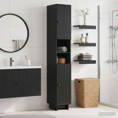 Immagine prodotto di Maison Exclusive - Mobile bagno con ripiano aperto, modello EDE, colore nero