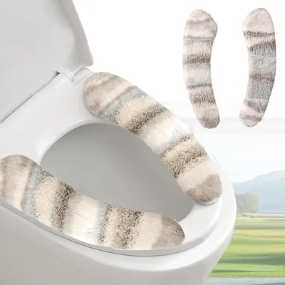 Productafbeelding van Toiletbrilhoes, pluche, dik en warm, wasbaar, standaardmaat, voor de badkamer