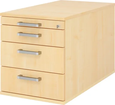 Produktbild von bümö office Rollcontainer - mit 3 Schubladen - Nachbildung Ahorn, Griff: Chromgriff (Metall)