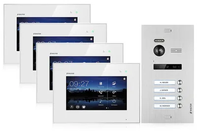 Produktbild von Videosprechanlage BALTER EVO 2-Draht BUS für 4-Familienhaus Weiß-Silber