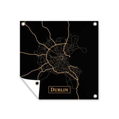 Obrázek produktu pro MuchoWow® Zahradní plakáty - Card - Dublin - Gold - Black - 200x200 cm - Zahradní dekorace