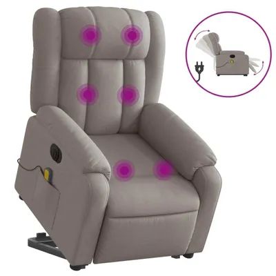 Produktbild von vidaXL Elektrischer Massagesessel mit Aufstehhilfe Taupe Stoff