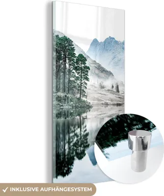 Produktbild von MuchoWow Glasbilder - Bilder auf Wandbild - Foto auf Glas Natur - Winter - Berge - Wald 40x80 cm Wanddekoration aus Glas - Acrylglasbild - Acrylbilder - Wanddekoration