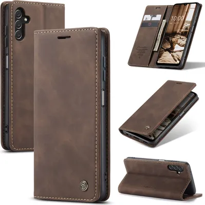 Image de Galaxy A14 5G Cover, RetroPolyuréthaneLeather Case avec Stand Fonction Housse de protection pour Samsung Galaxy A14 5G Café