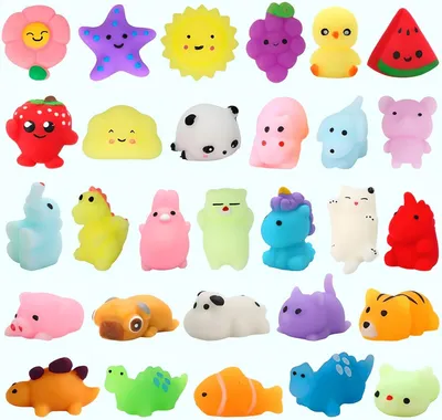 Produktbild von Geschenktüten für Kinder - Mochi Squishy Spielzeug - Zufällige Auswahl von 30 Mini-Mochi - Mini Kawaii Tier-Squishies