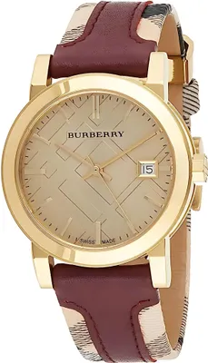 Image de Montre Burberry The City pour femme, dorée et bordeaux