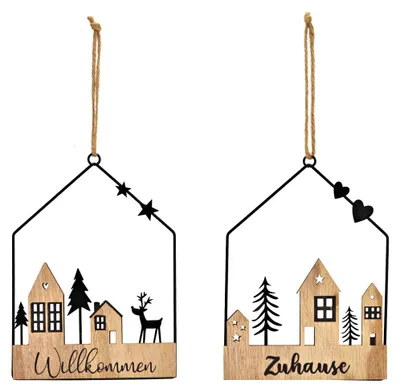 Produktbild von Wanddeko Metall WILLKOMMEN ZUHAUSE hängend Weihnachtsdeko