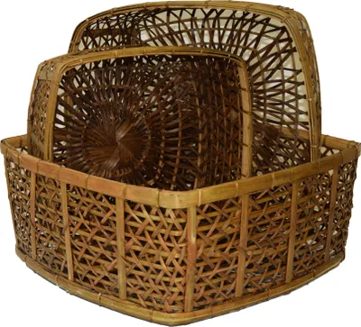 Produktbild von Rattankorb Obstschale Korb aus Rattan und Bambus handgefertigtes Unikat, 3 Set