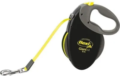 Obrázek produktu pro TRIXIE flexi GIANT vodítko s popruhem, velikost M, 8 m, do 25 kg, černá a neonově žlutá