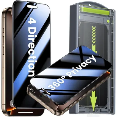 Produktbild von Displayschutzfolie für iPhone 16 Pro Max, 2 Stück, 360° Sichtschutz, 9H Härte, Anti-Fingerabdruck, blasenfrei