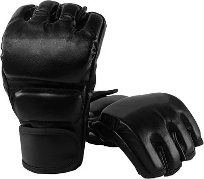 Image de Gants de boxe demi-doigts - Sangle réglable - Protection - Pour l'entraînement au sac de frappe et au muay thaï