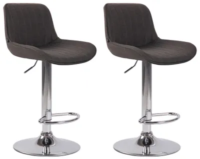 Produktbild von CLP 2er Set Barhocker Lentini Stoff 360° Drehbar Höhenverstellbar dunkelgrau Gestell Farbe chrom
